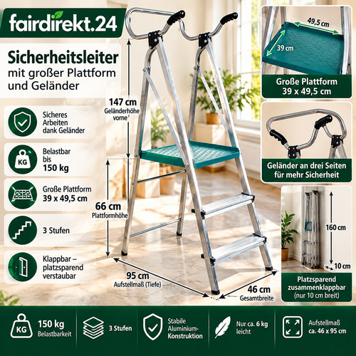 Sicherheitsleiter alu stufen - sicherheitsleiter, 3